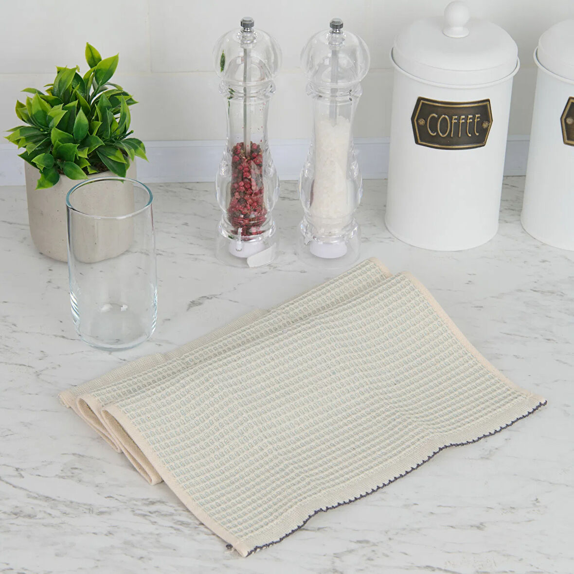 Soft Waffle Mutfak Havlusu - Mavi - 30x50 cm