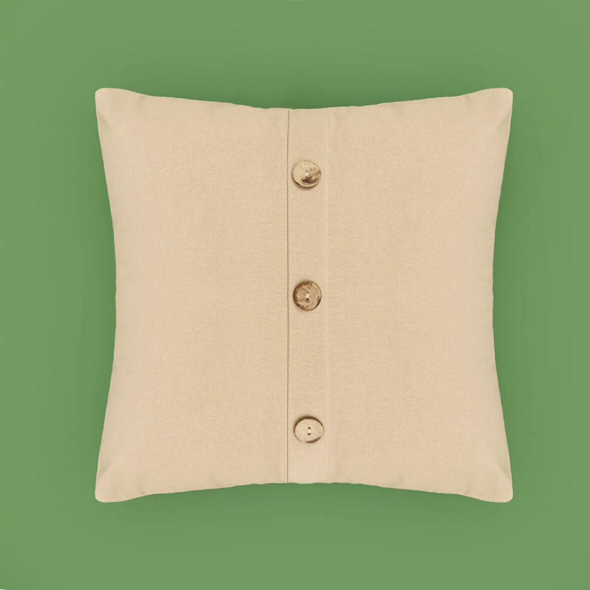 Soft Boho Düğme Detaylı Kırlent - Bej - 40x40 cm