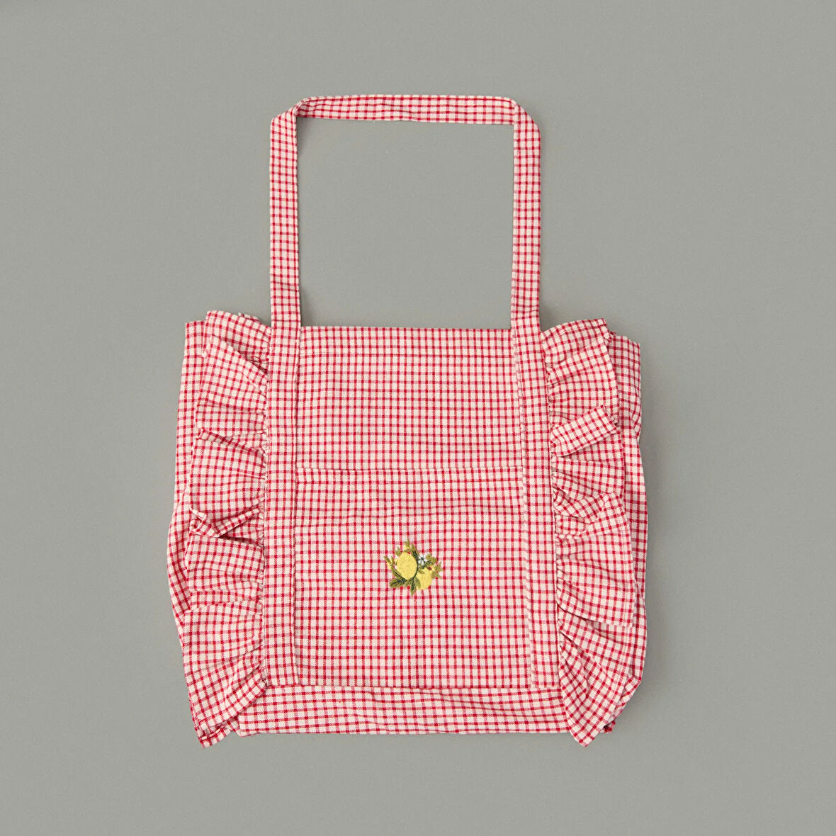 Soft Nakışlı Çanta - Kırmızı / Ekru - 35x40 cm