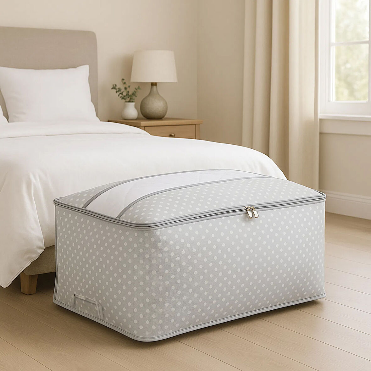 Home Baza Altı Şeffaf Detaylı Mega Boy Hurç - Gri - 74x46x22 cm