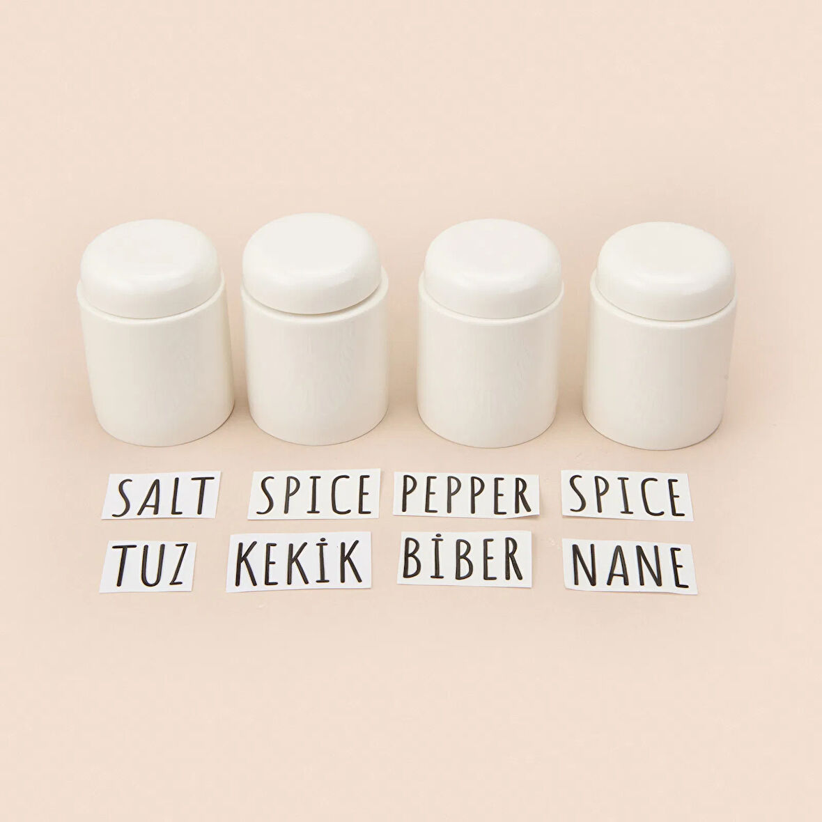 4'lü Mini Porselen Baharatlık - Beyaz