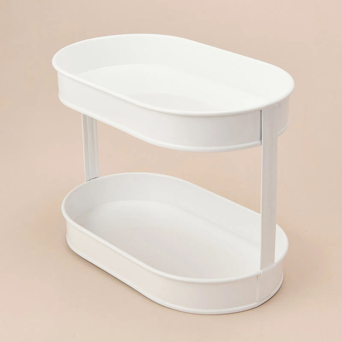 Bath 2 Katlı Oval Organizer - Beyaz - 32,5x19 cm