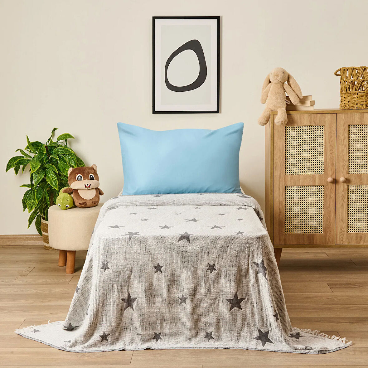 Soft Star Çocuk Pikesi - Gri - 160x220 cm