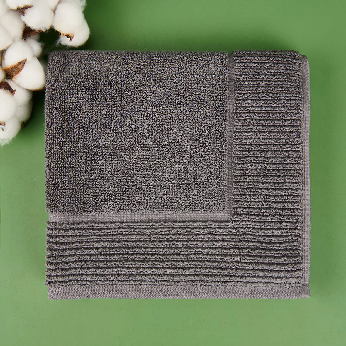 Soft Bordürlü Premium Ayak Havlusu - Antrasit - 50x70 cm