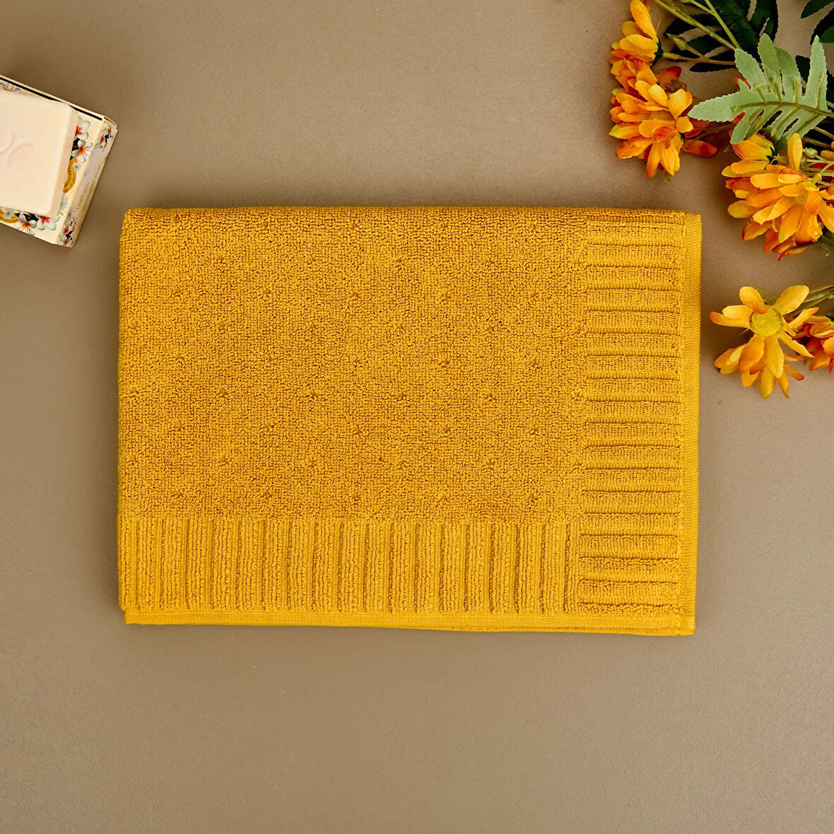 Soft Patte Ayak Havlusu - Hardal - 50x70 cm