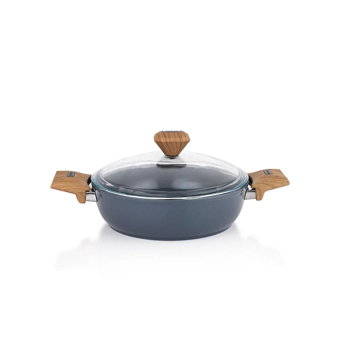 Fiesta Seramik Basık Tencere - Siyah / Açık Kahverengi - 24 cm