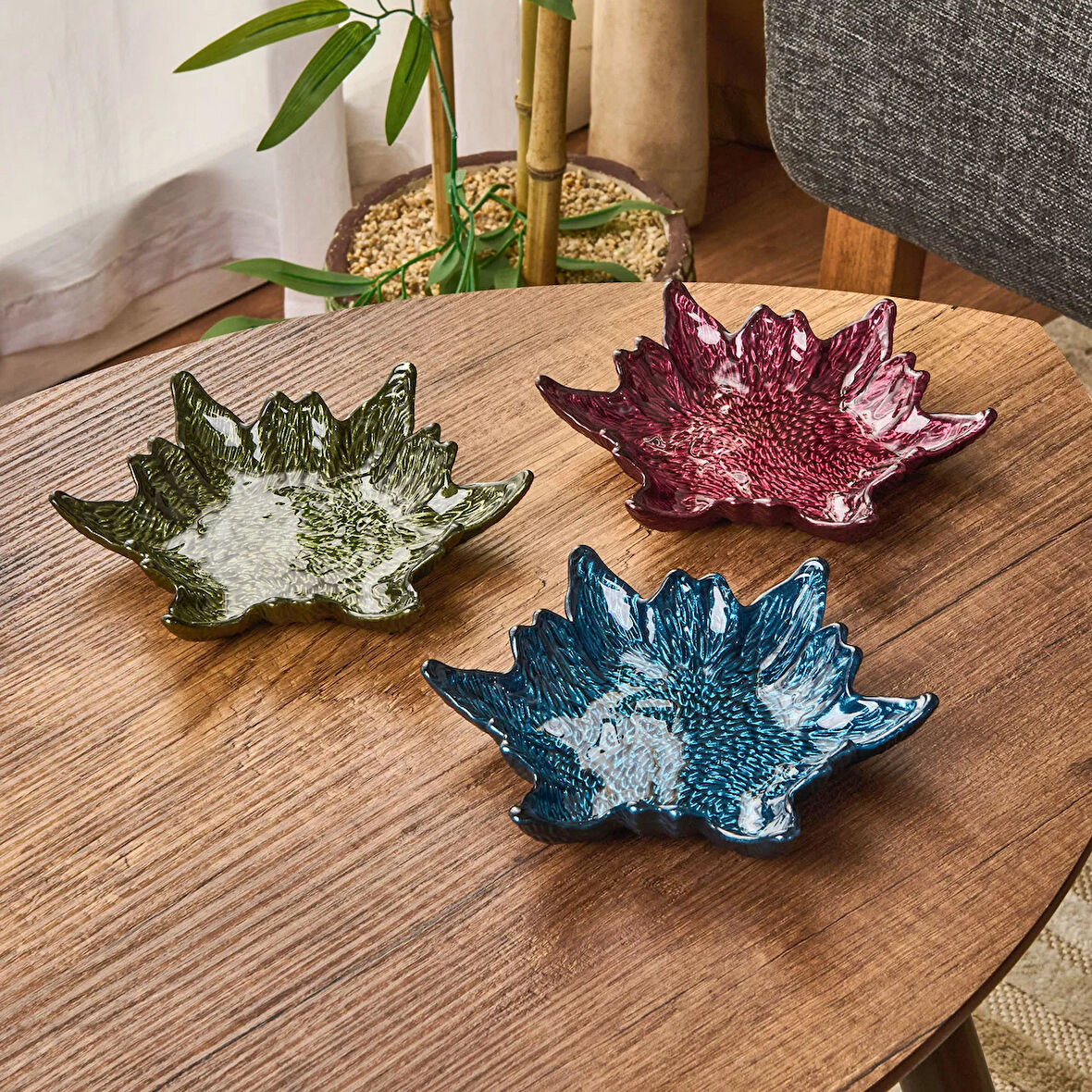 Kitchen Armoni 3'lü Çerezlik Seti - Renkli - 15 cm