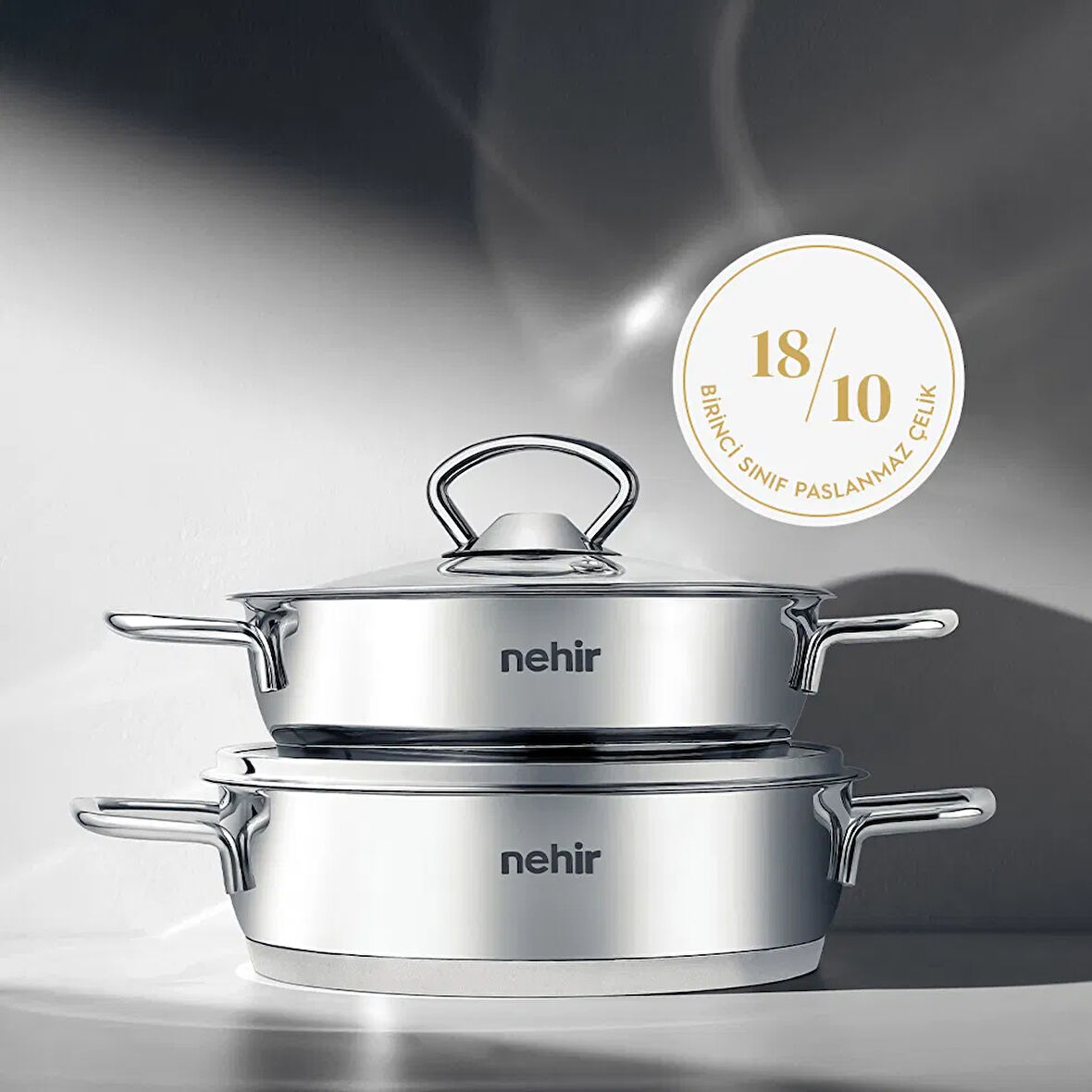 Silver Paslanmaz Çelik Sahan Seti - Gri - 18 cm + 20 cm