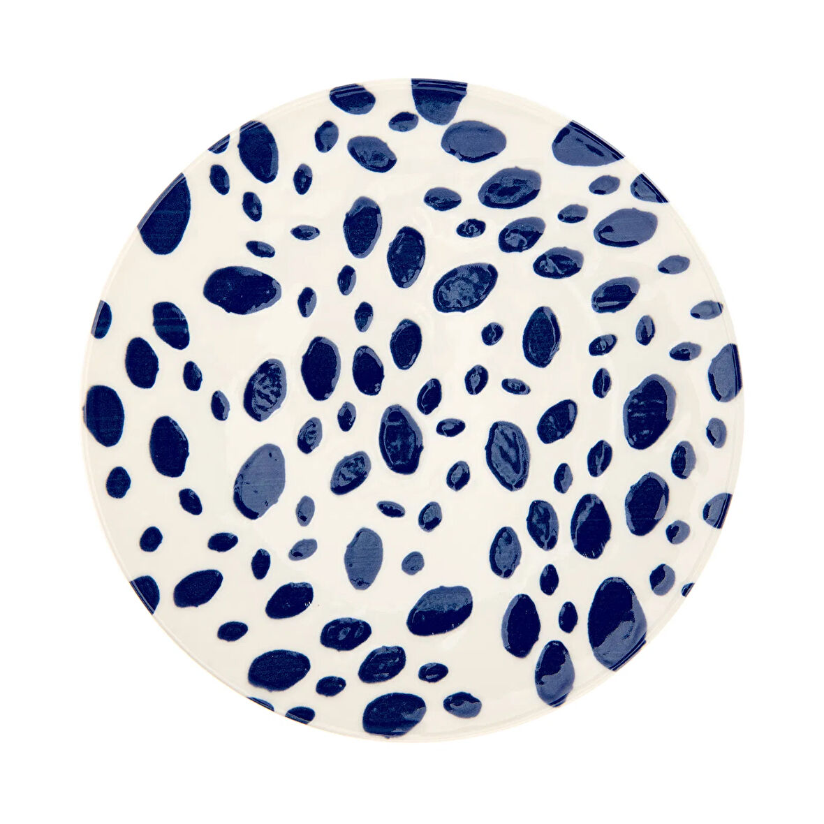 Porselen Lido Puantiyeli Servis Tabağı - Mavi - 25 cm