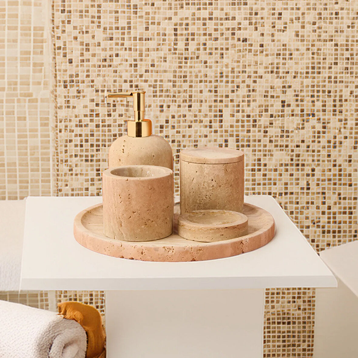 Bath 5'li Banyo Seti - Traverten