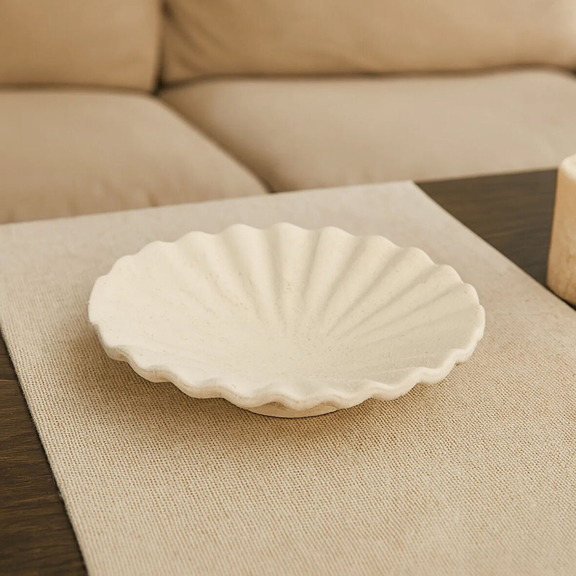 Deco Olite Dekoratif Tabak - Bej - 26 cm