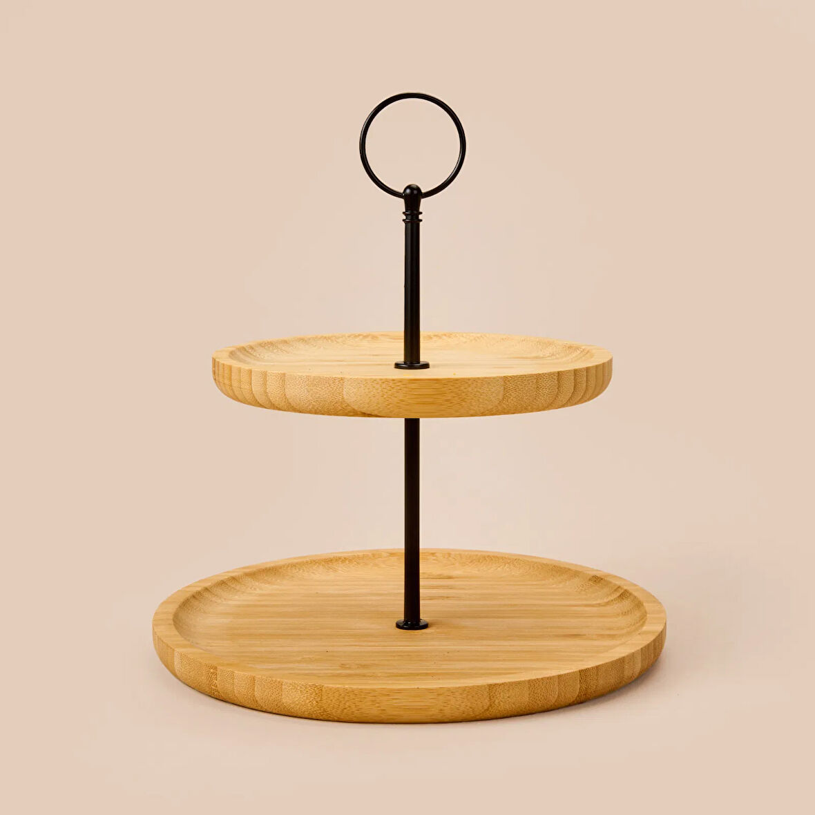 Houseware 2 Katlı Bambu Servis Tabağı - Açık Kahverengi - 21 cm