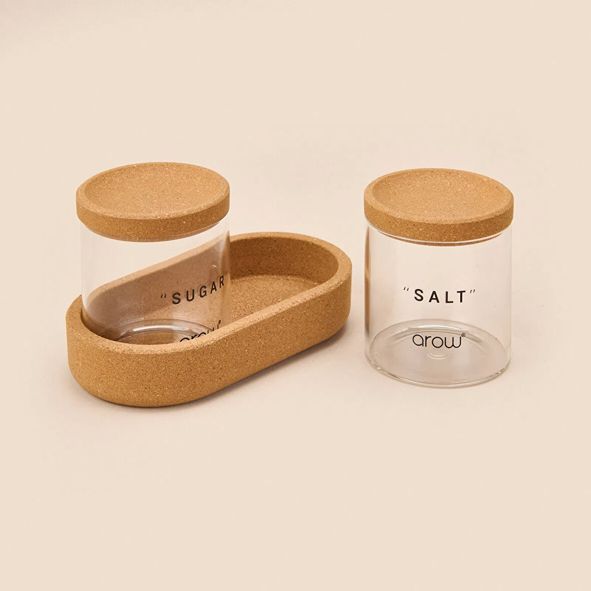 Linda Mantar Kapaklı 2'li Cam Baharatlık - Şeffaf / Açık Kahverengi