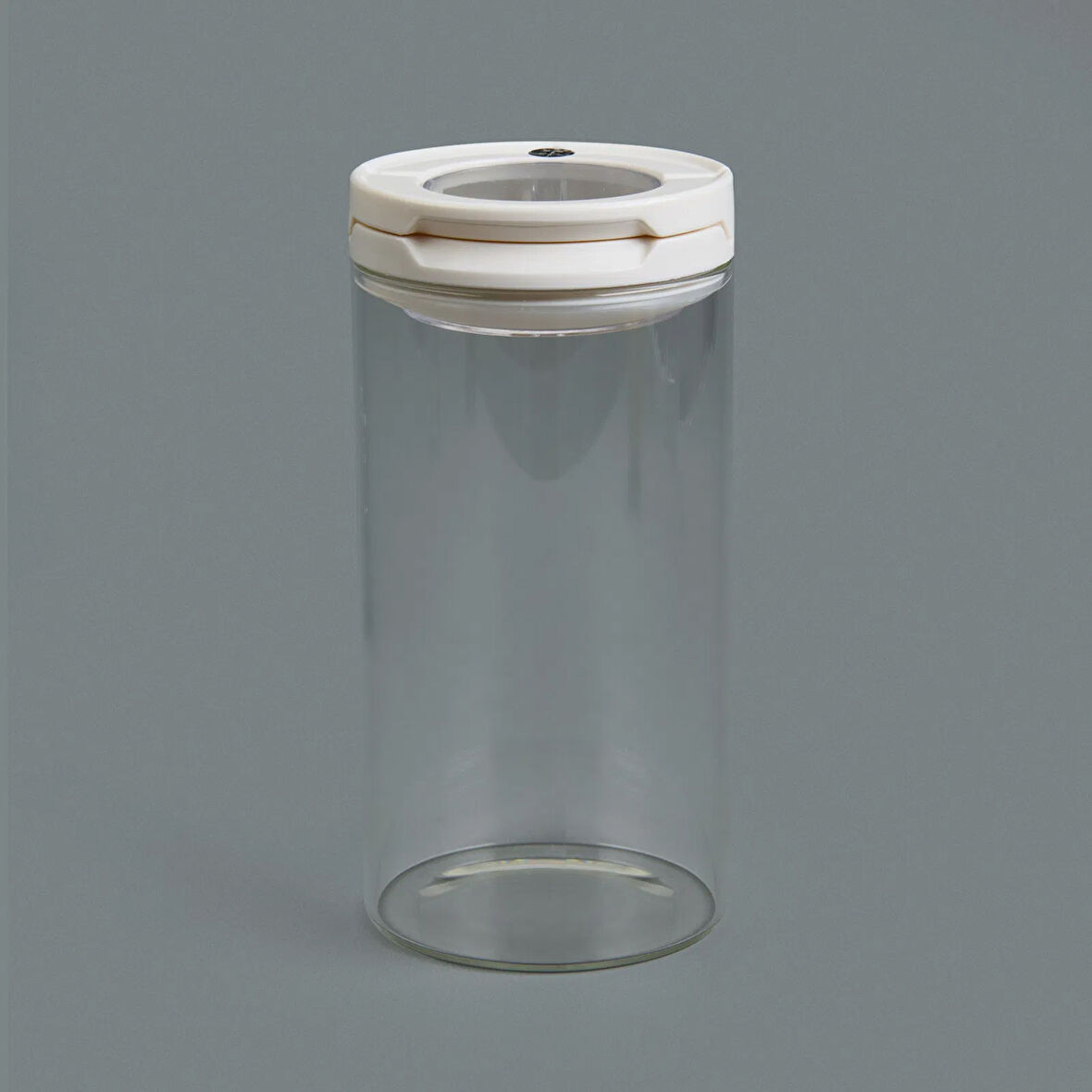 Vakumlu Cam Kavanoz - Şeffaf / Beyaz - 600 ml