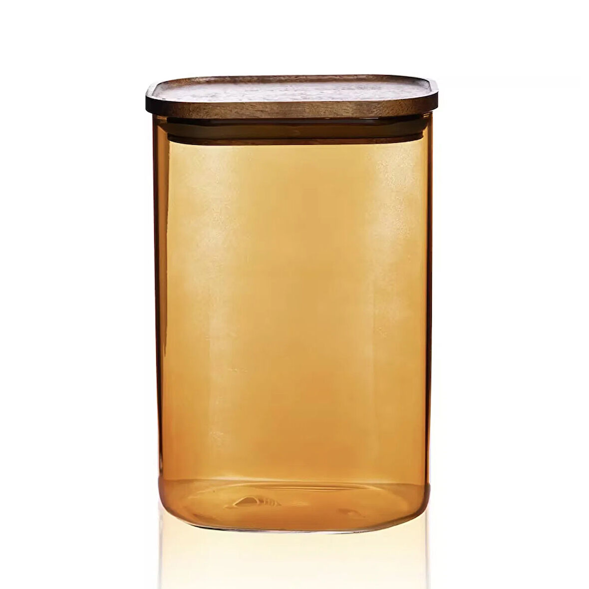 Mia Akasya Dikdörtgen Cam Kavanoz - Amber - 1,2 lt