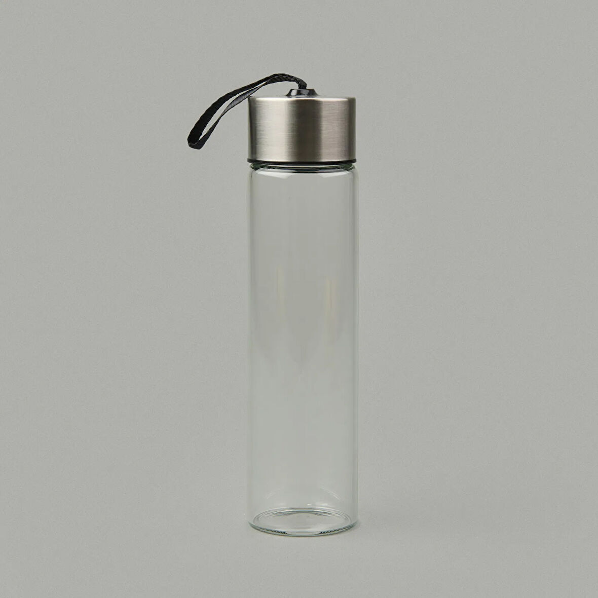 H2O Metal Kapaklı Cam Matara - Şeffaf / Gri - 450 ml