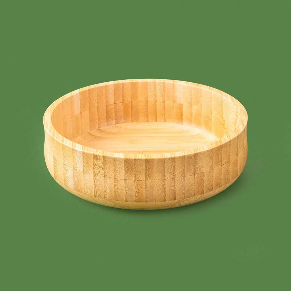 Orta Boy Bambu Kase - Açık Kahverengi - 18x6 cm