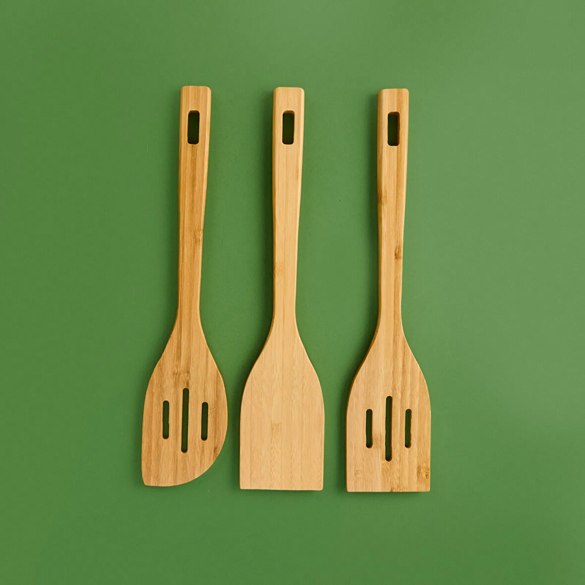 3'lü Bambu Spatula Seti - Krem