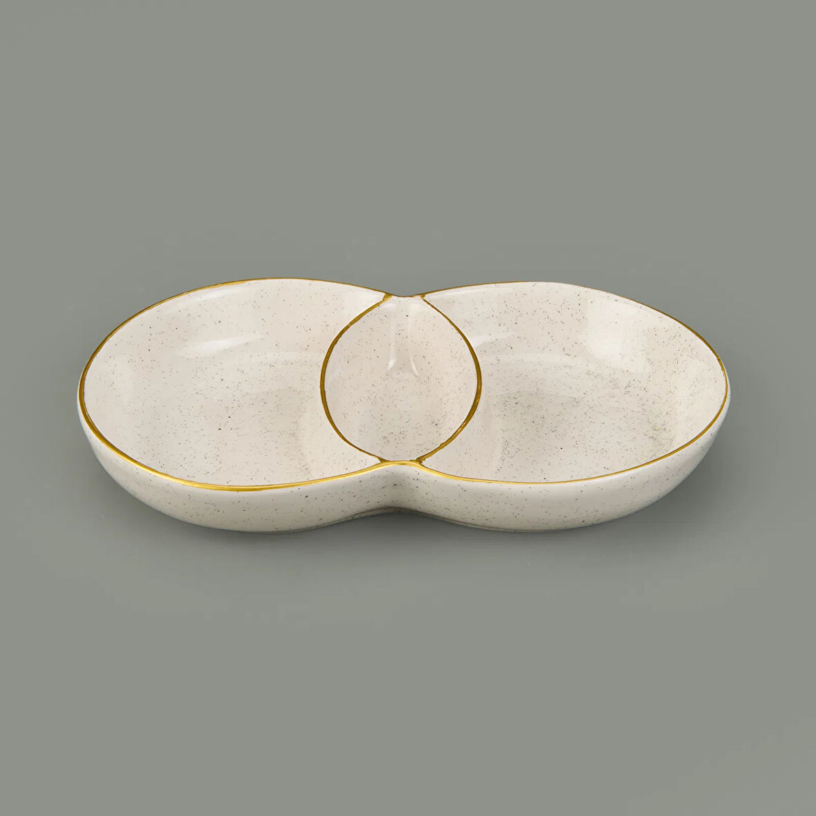 3 Bölmeli Sosluk Çerezlik - Krem - 13x21 cm