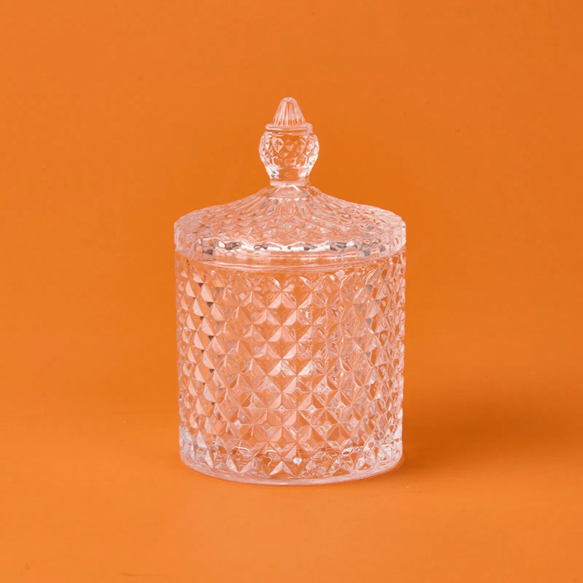 Baklava Desen Cam Kristal Şekerlik - Şeffaf - 8 cm