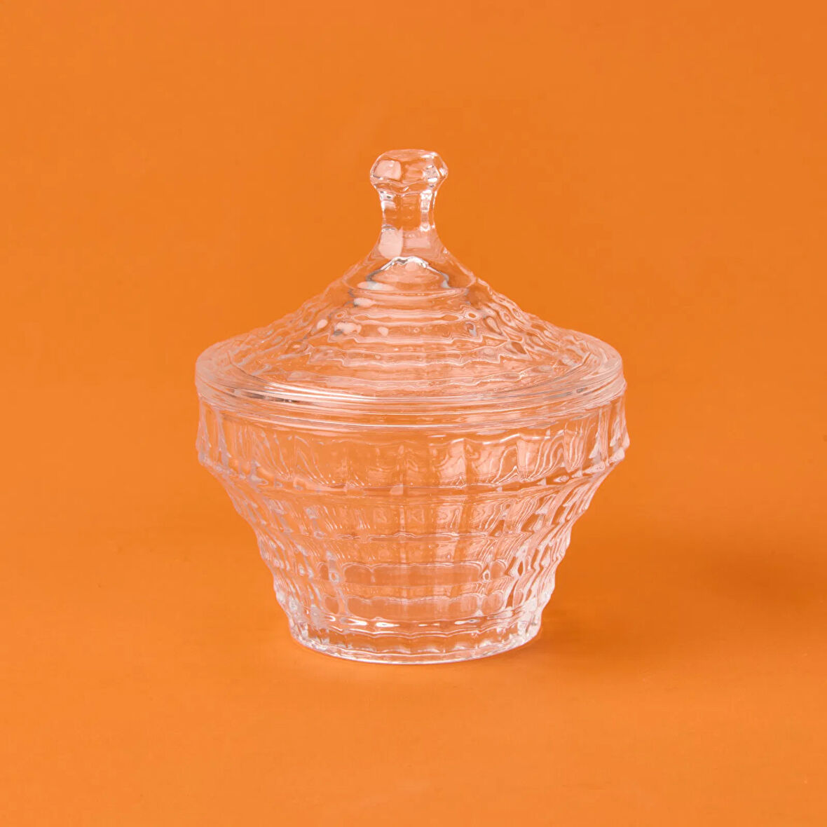 Kristal Yuvarlak Cam Şekerlik - Şeffaf - 6 cm