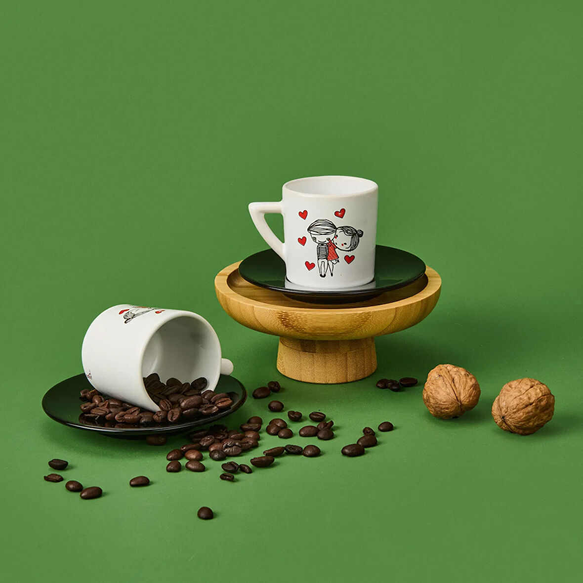 LMB-I01 Sevgi Temalı 2'li Fincan Takımı - Renkli - 90 ml