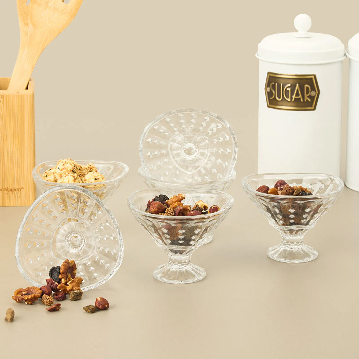 Alder 6'lı Ayaklı Kase - Şeffaf