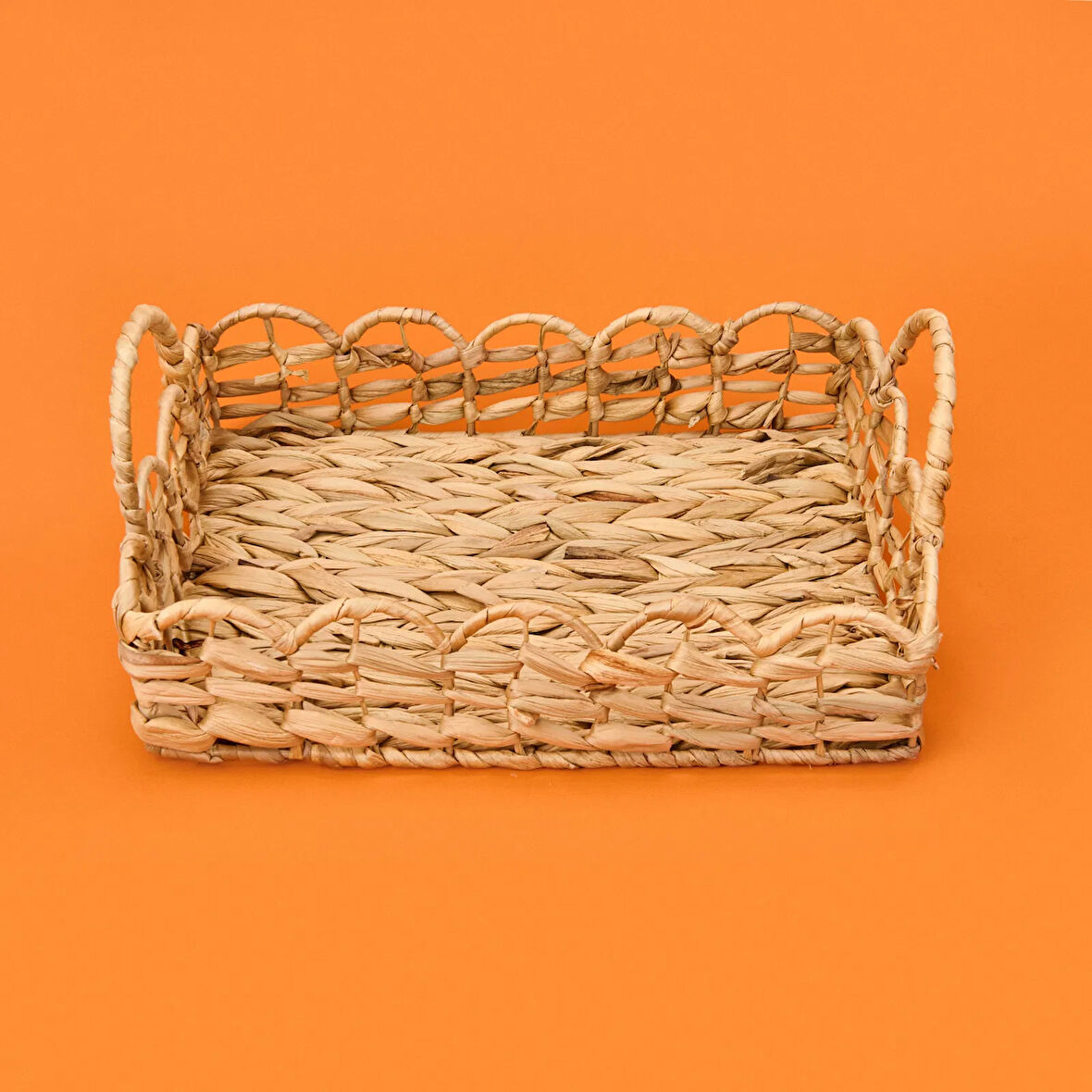 Su Sümbülü Dekoratif Tepsi - Kahverengi - 35x28 cm