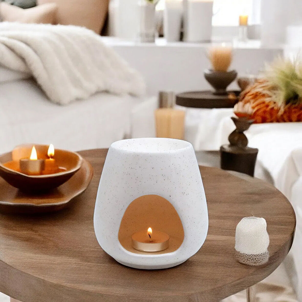 Deco Enyo Seramik Buhurdanlık - Krem - 11 cm