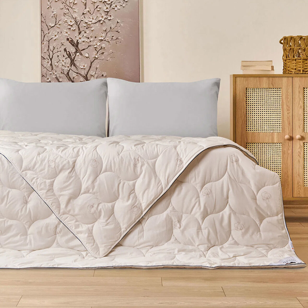 Soft Çift Kişilik Pamuk Yorgan - Beyaz - 195x215 cm