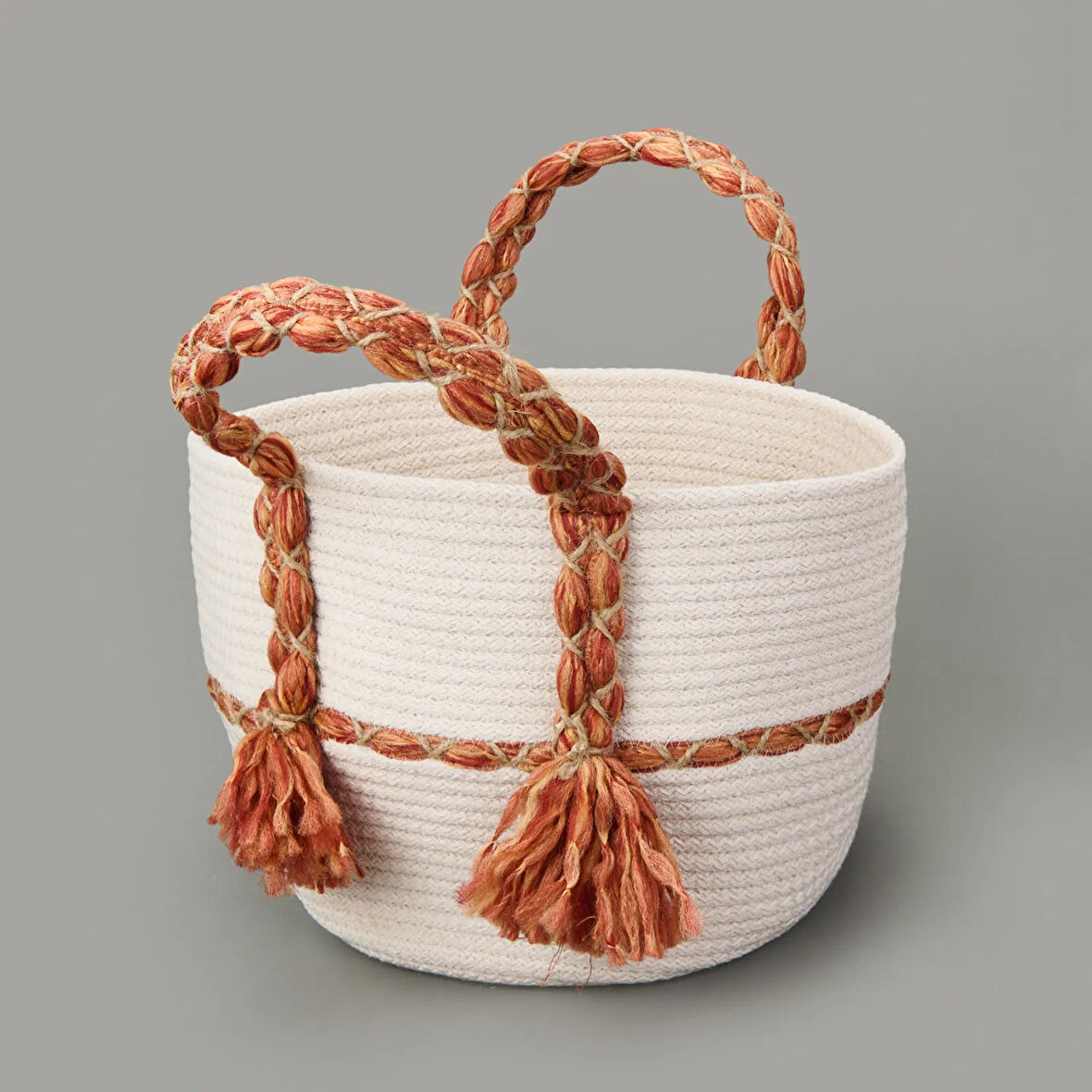 Living Urban Delight Dekoratif Sepet - Krem / Turuncu - 25x21 cm