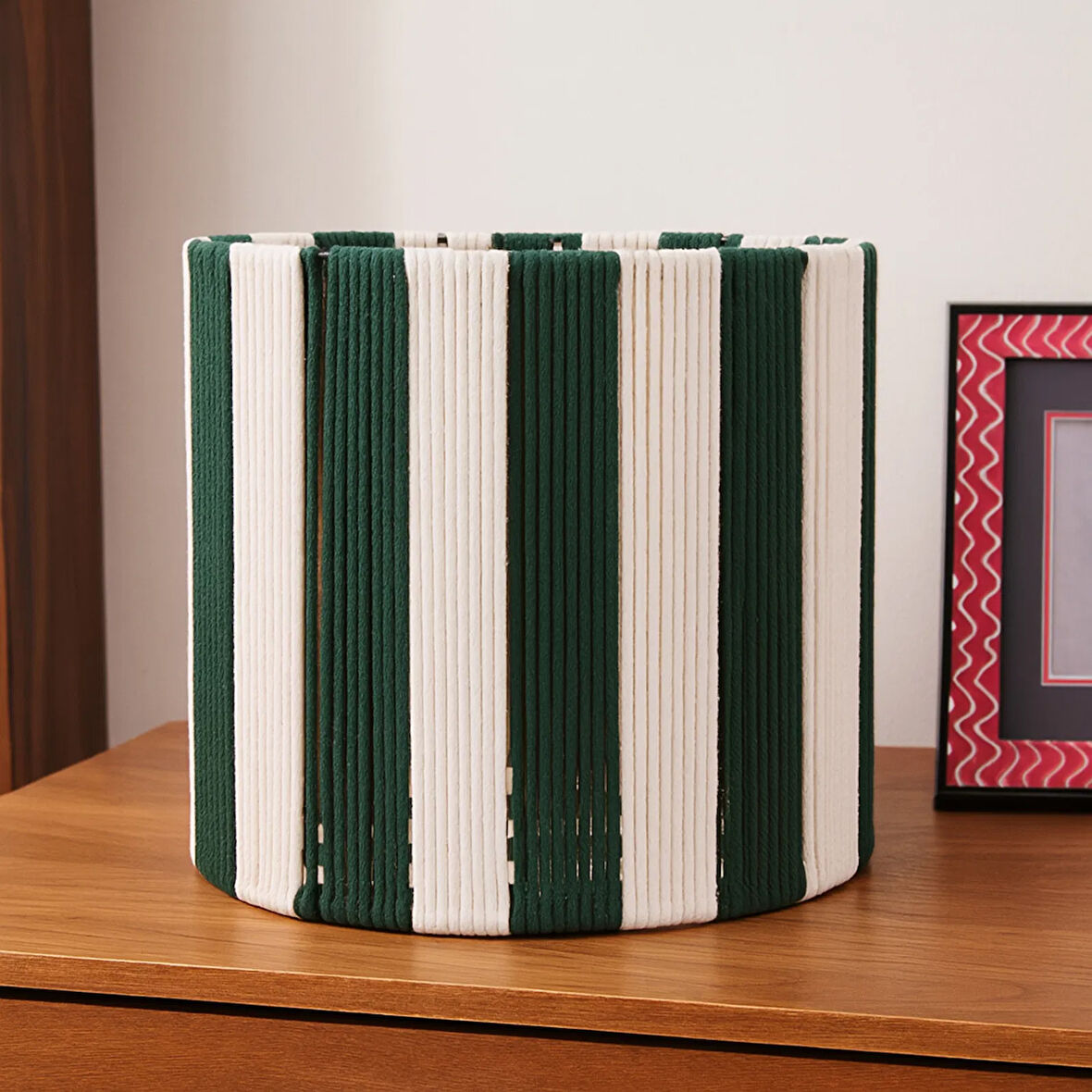 Living Nautical Fun Silindir Dekoratif Sepet - Beyaz / Yeşil - 30x30 cm