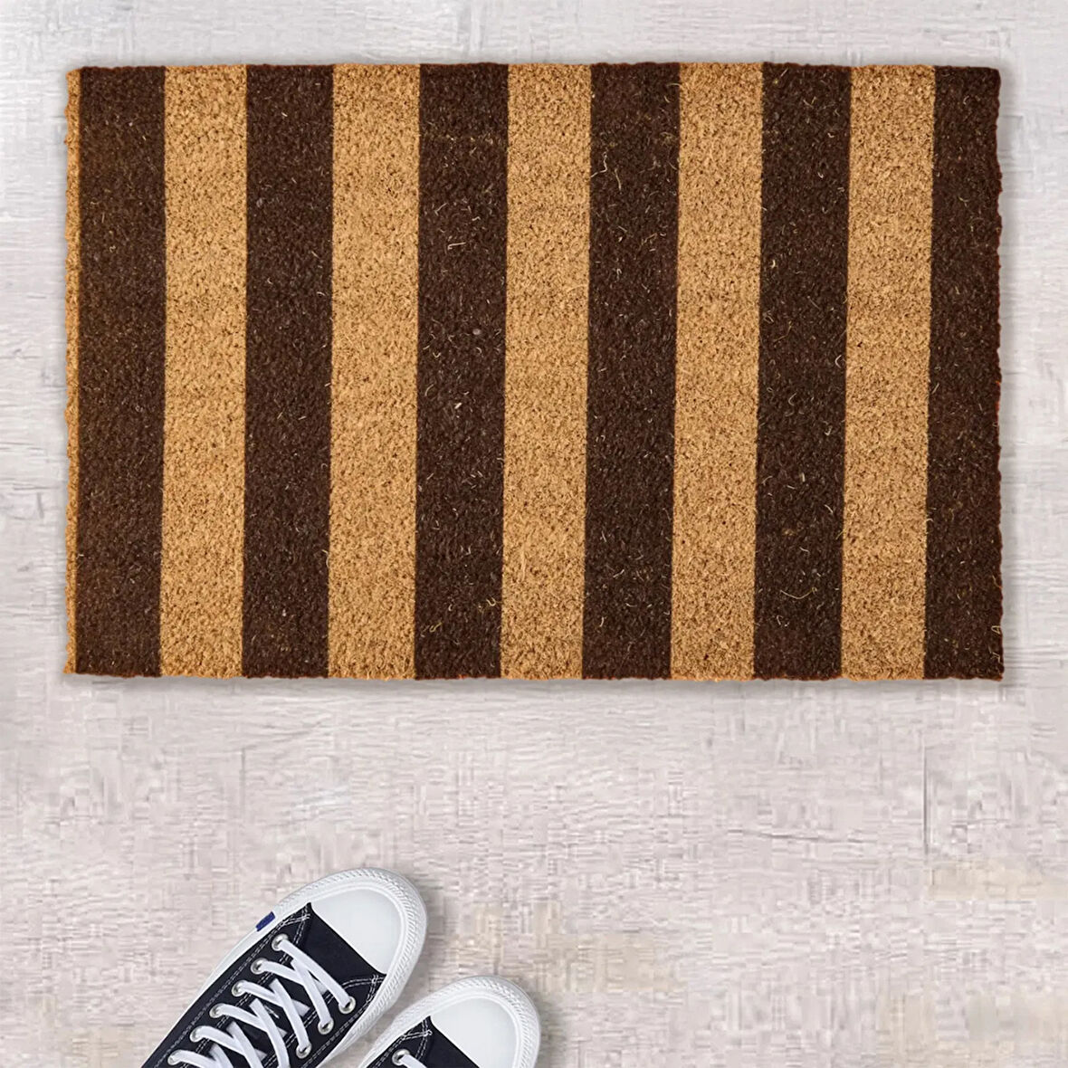 Home Rowe Koko Siyah Çizgili Kapı Paspası - Bej / Siyah - 40x60 cm