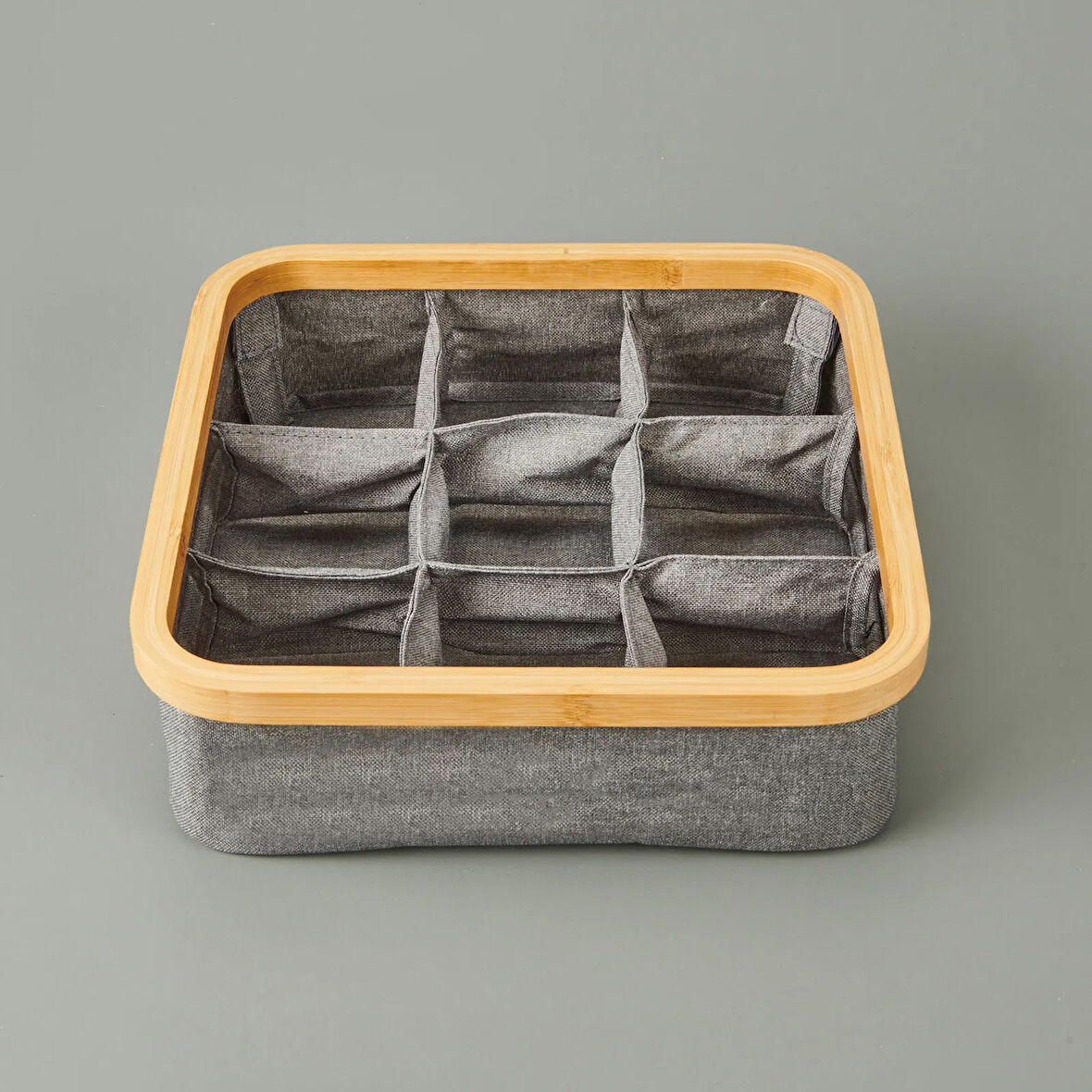 9 Bölmeli Katlanabilir Sepet - Gri - 30x30 cm