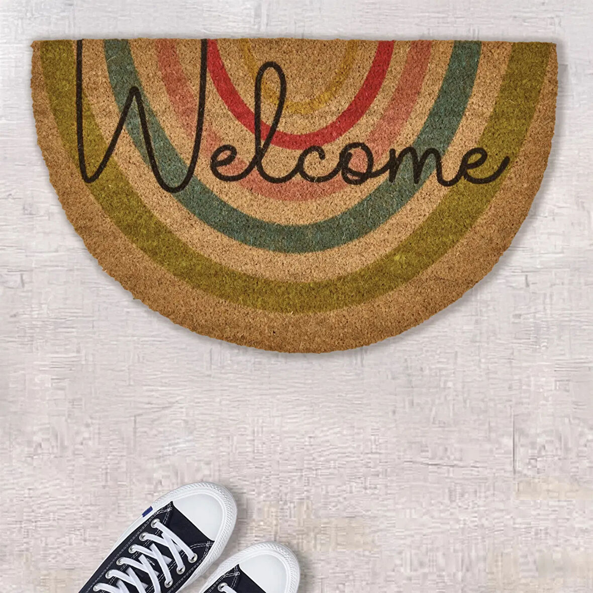 Home Coco Regnbue Kapı Önü Paspası - Bej - 45x75 cm