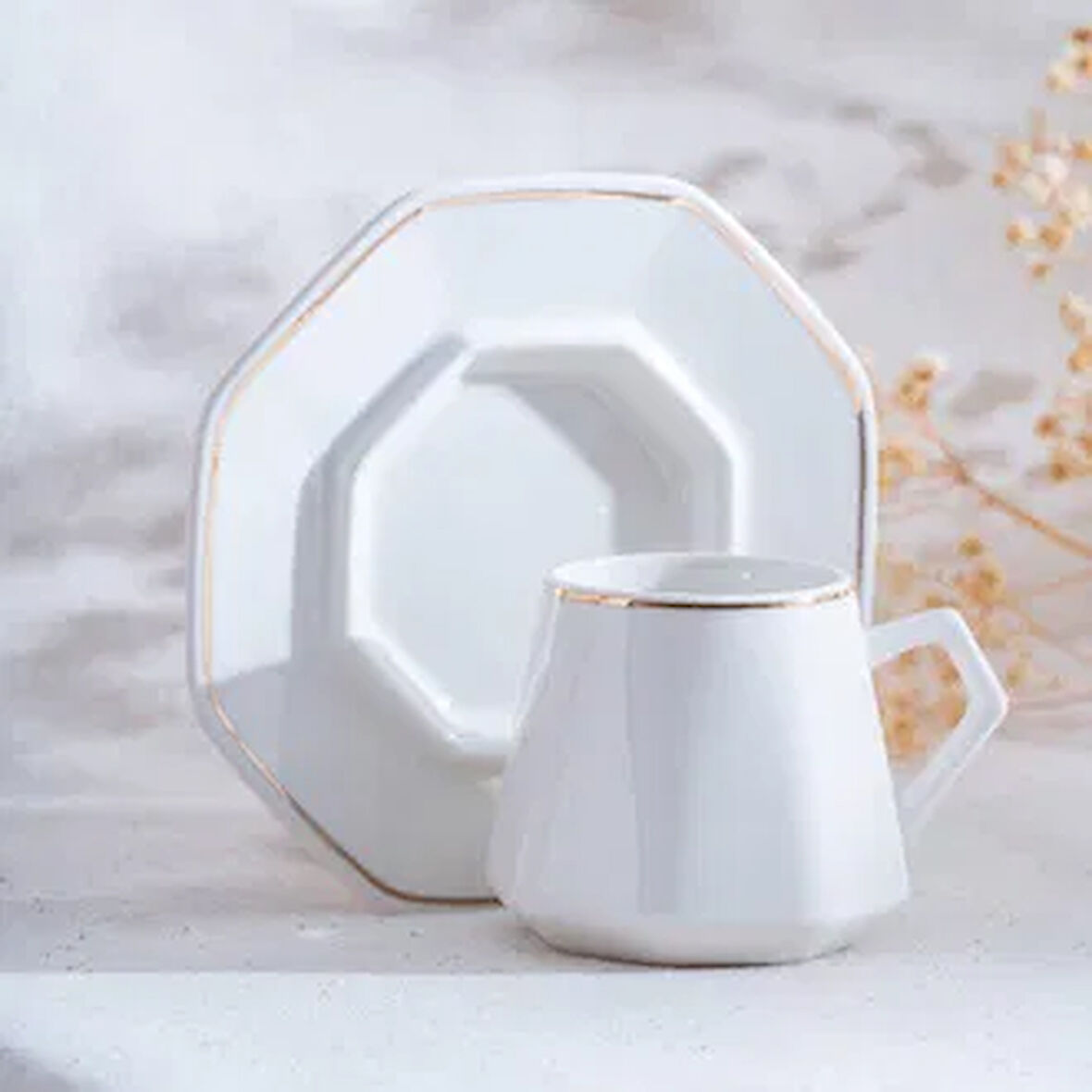 Elera Gold 6'lı Kahve Fincan Takımı - Krem - 90 ml