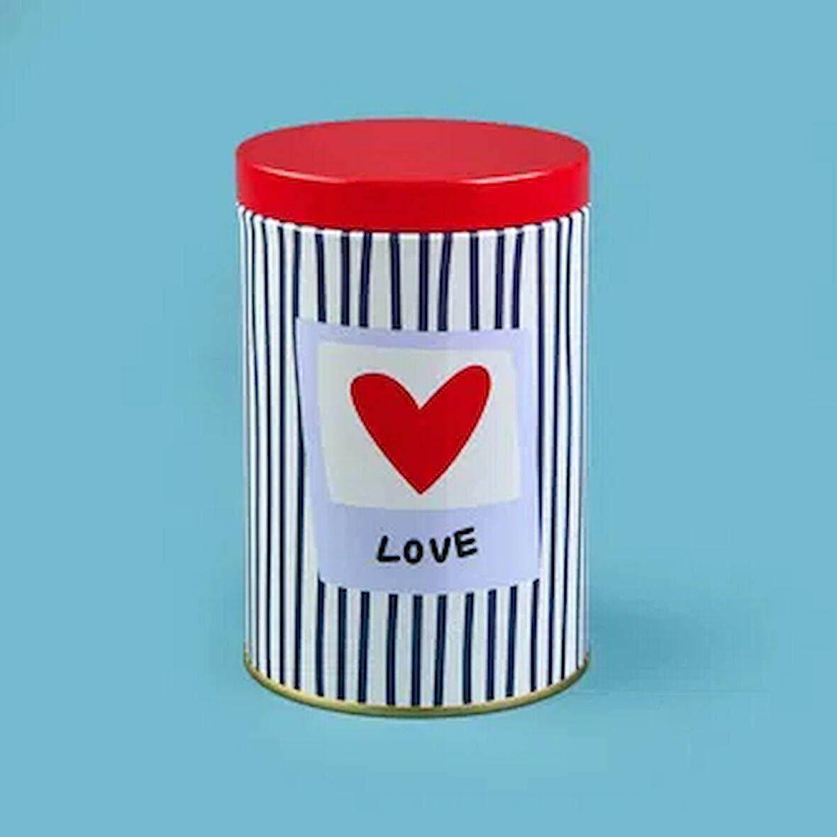 Love Yuvarlak Tekli Metal Kutu - Renkli - 900 ml