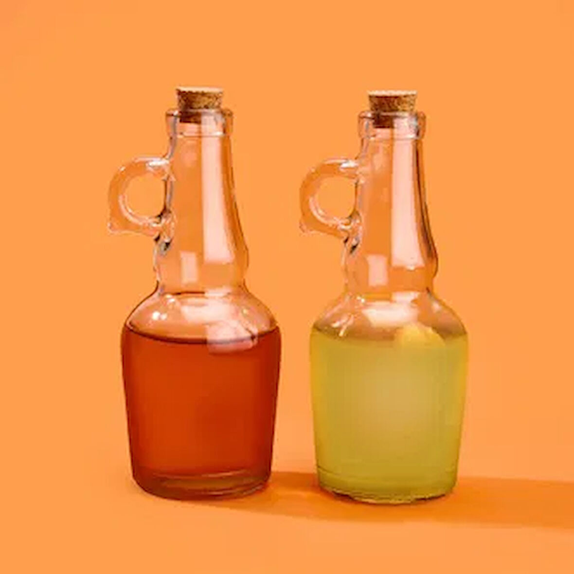 Mantar Kapaklı 2'li Yağlık Seti - Şeffaf / Açık Kahverengi - 250 ml