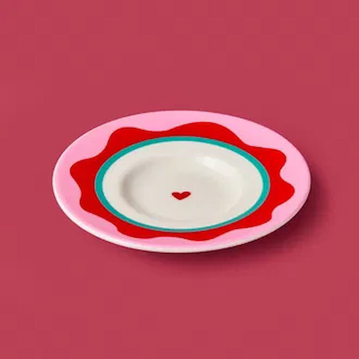 Kitchen Granny Çay Tabağı - Pembe / Kırmızı - 13 cm