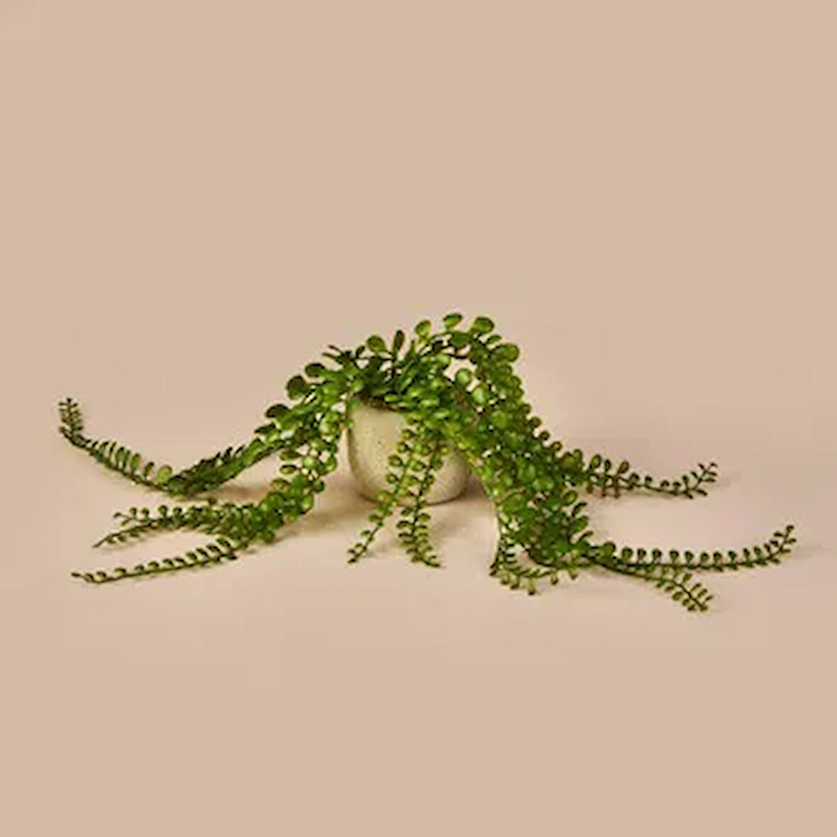 Sarkan Saksılı Yapay Çiçek - Gri / Yeşil - 13 cm