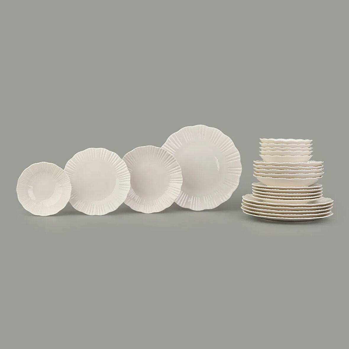 Kitchen 24 Parça İnci Porselen Yemek Takımı - Krem