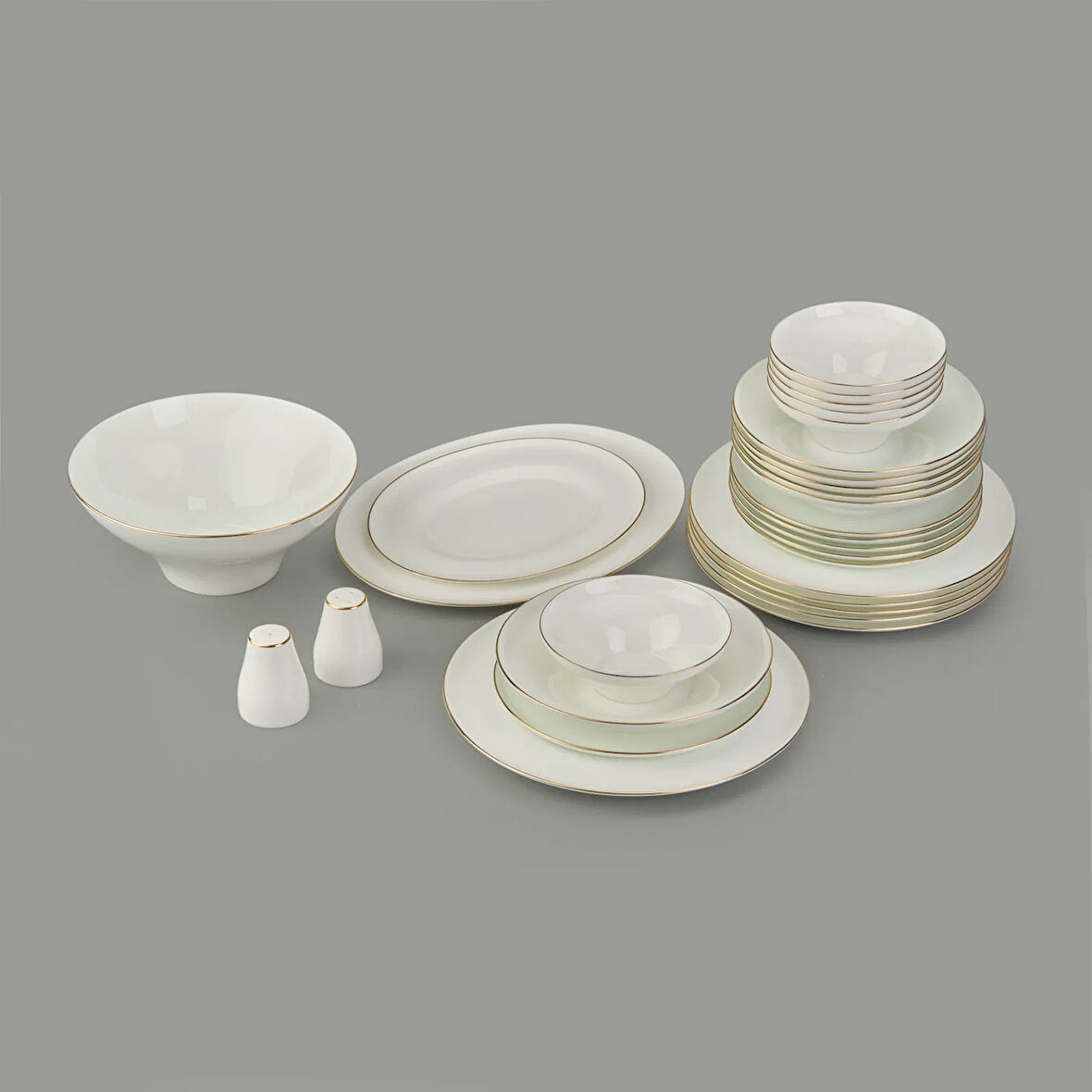 & More Hera 29 Parça Gold Rimli Yemek Takımı - Krem