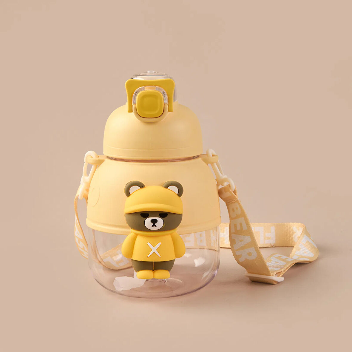 Polikarbon Figürlü Matara - Sarı - 1,1 lt