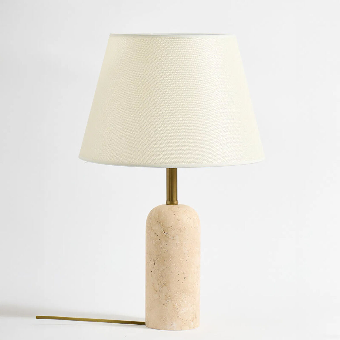 Luum Kumaş Şapkalı Abajur - Krem / Traverten - 48 cm