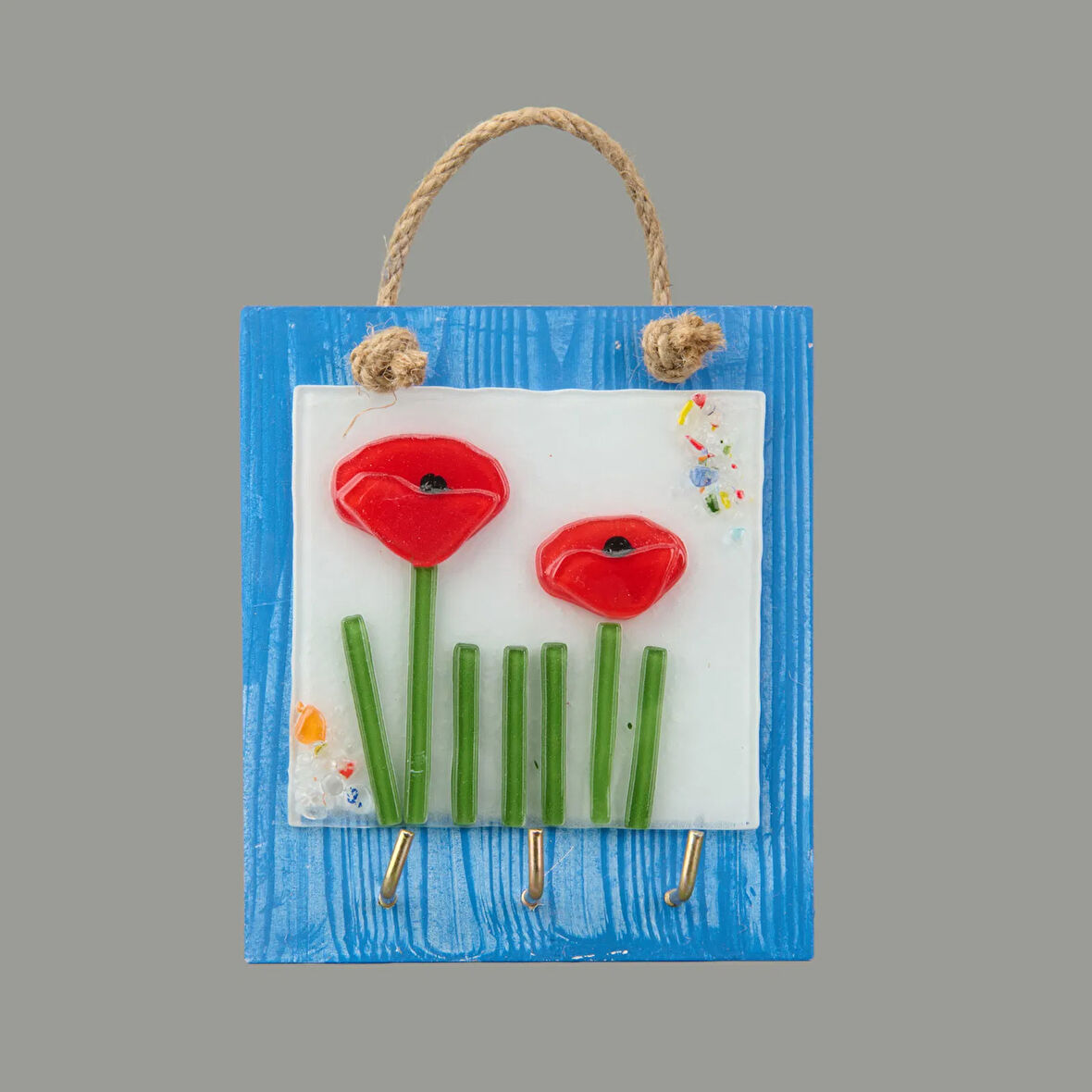 Deco Çiçek Anahtar Askısı - Mavi - 15 cm