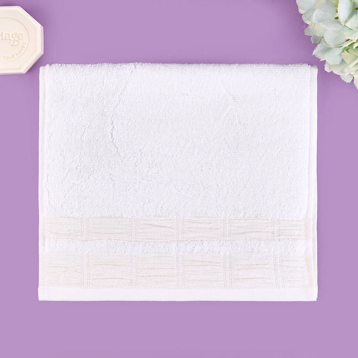 Soft Golden Star Shiny El Havlusu - Ekru - 30x50 cm