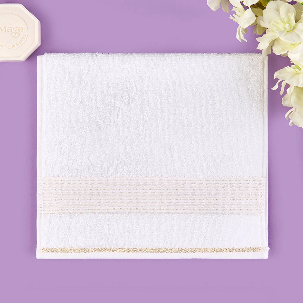 Soft Golden Star Blank El Havlusu - Ekru - 30x50 cm