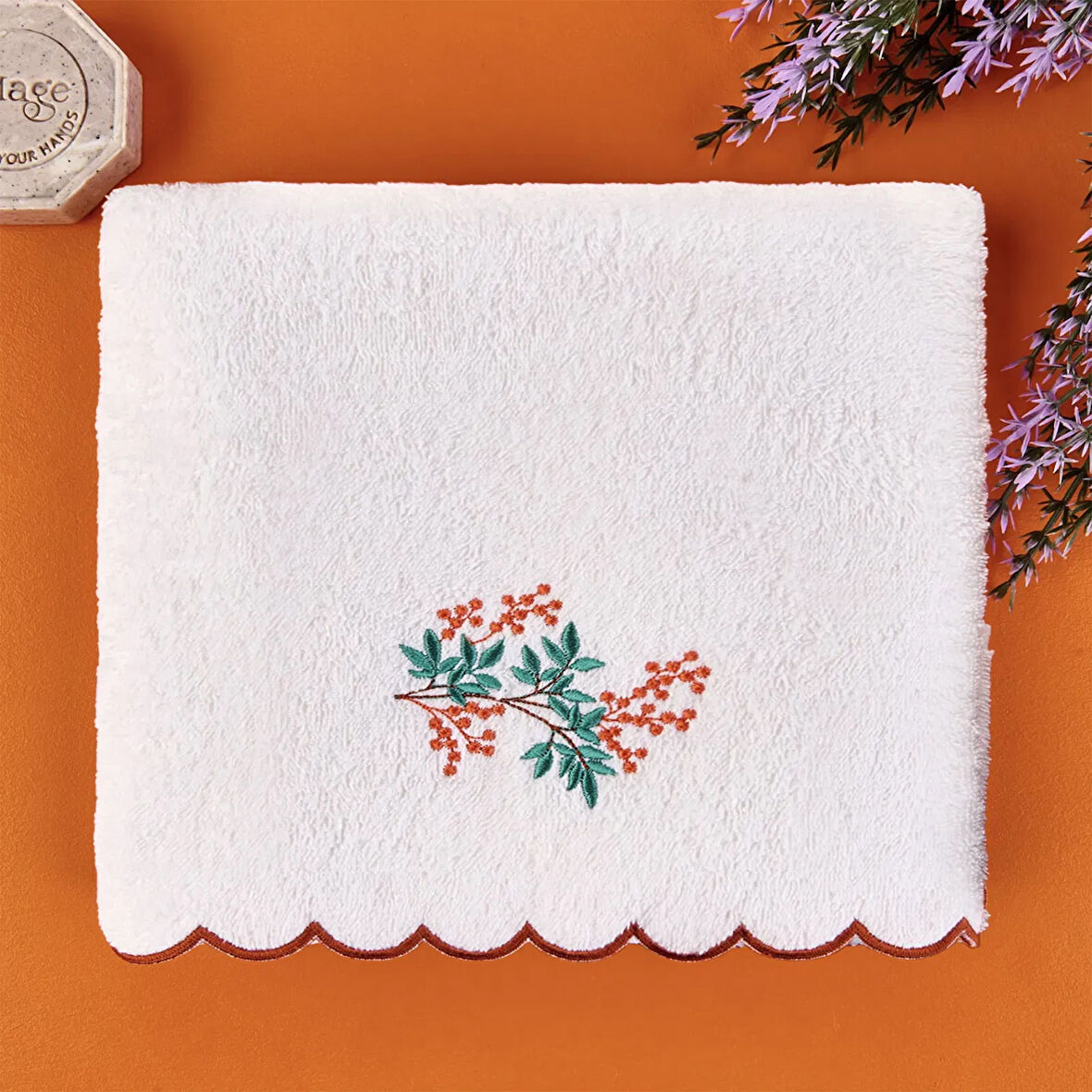 Soft Urban Delight Onda Yüz Havlusu - Ekru / Kahverengi - 50x90 cm