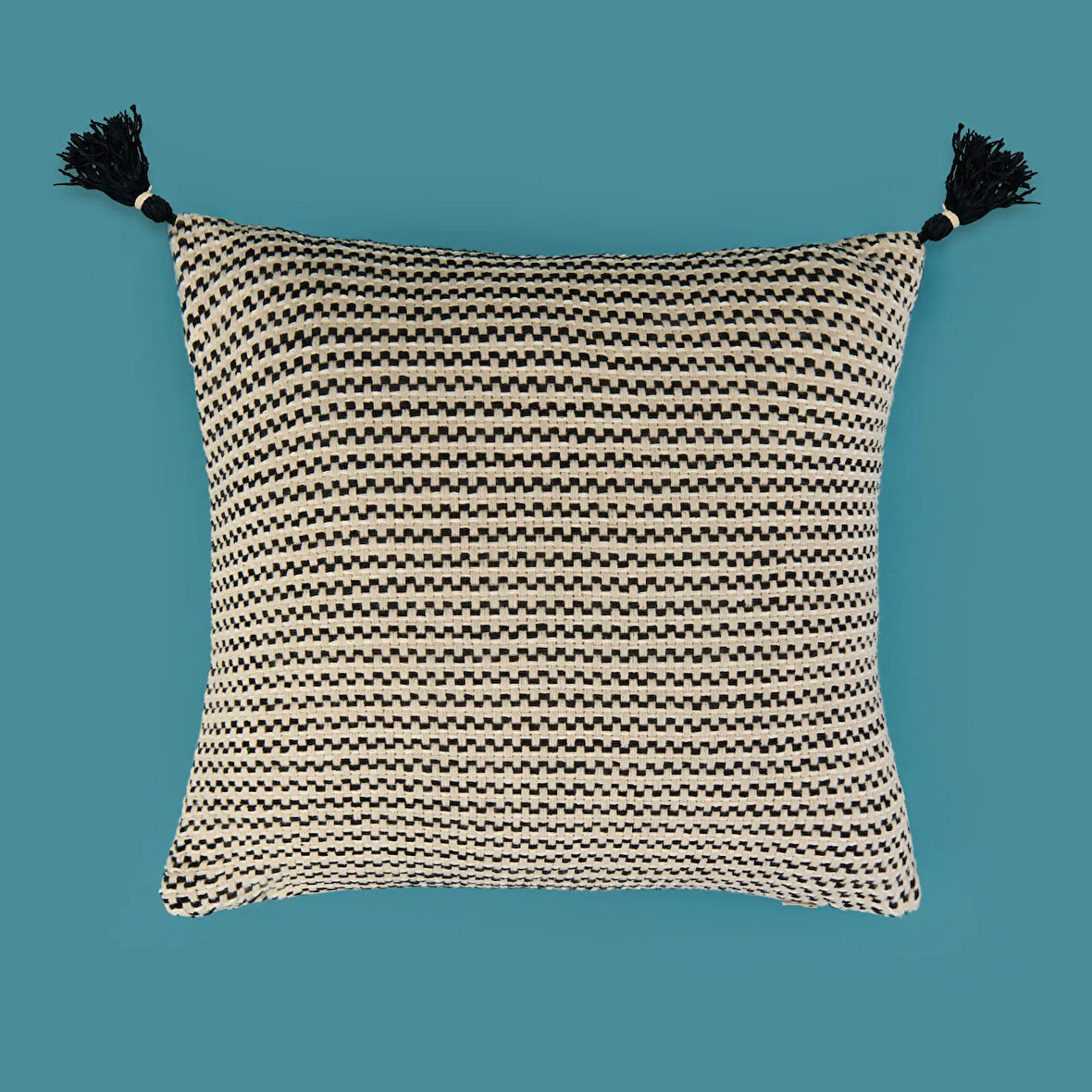 Soft Shiny Kırlent - Bej / Siyah - 45x45 cm