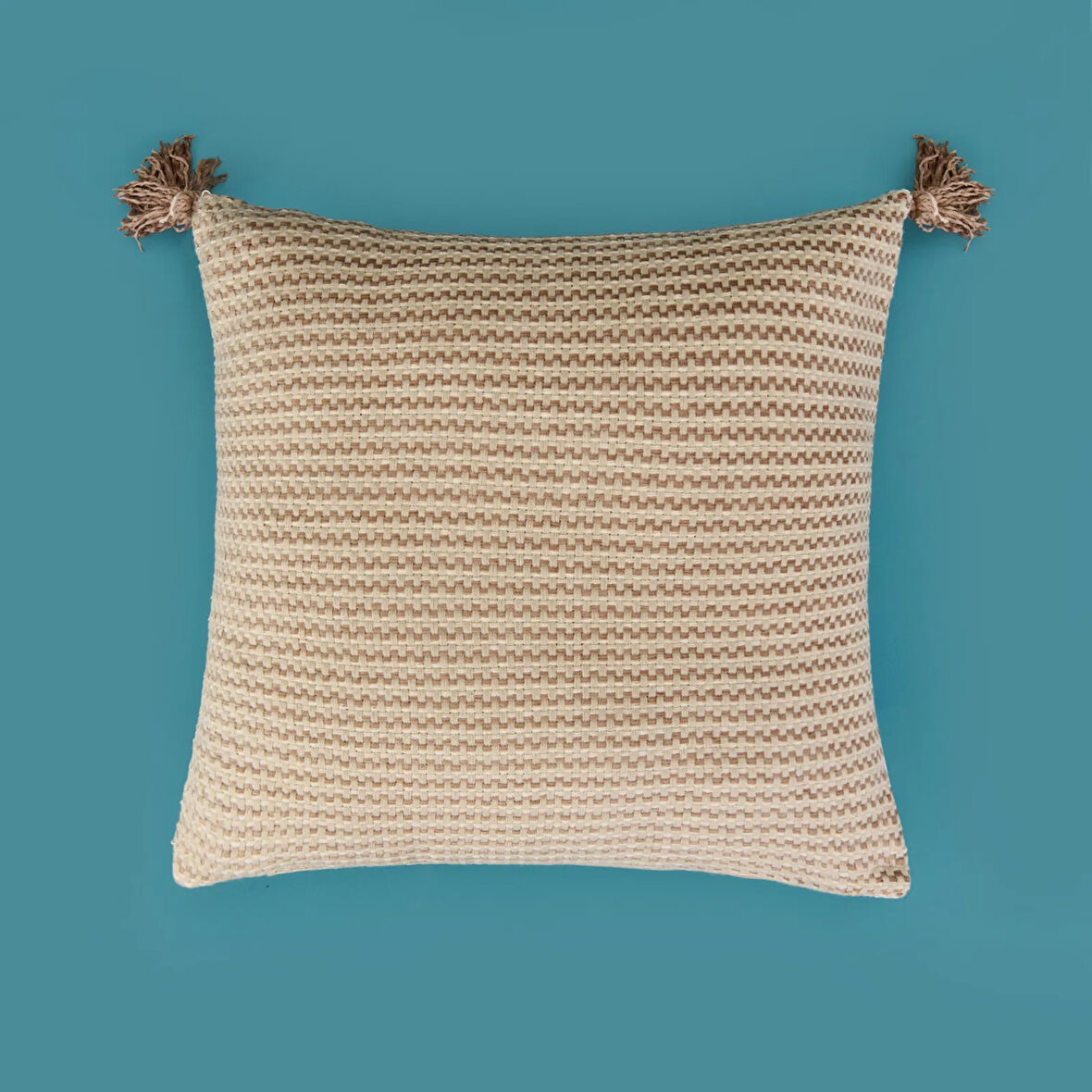 Soft Shiny Kırlent - Bej / Kahverengi - 45x45 cm